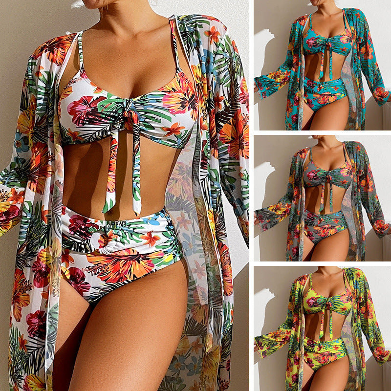 Women's Long Blouse Split Bikini Plus Size Suit