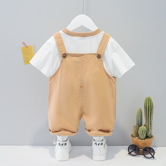 High quality Children's Clothing Men And Women Baby Summer Cartoon Short-sleeved Overalls