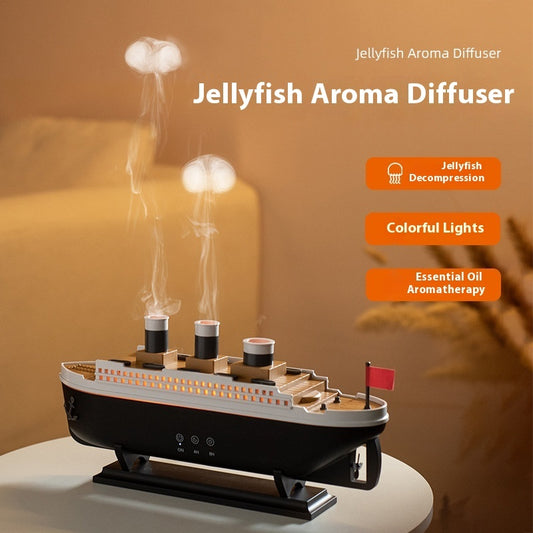 USA VERSION Creative Retro Ship Aroma Diffuser Ultrasonic Spit Smoke Ring Jellyfish Spray Humidifier