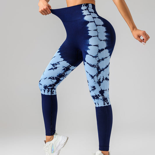 Tie-dye Women's Yoga Leggings With High Waistband, Moisture-Wicking, And Stretchy, Perfect For Outdoor Activities And Fitness